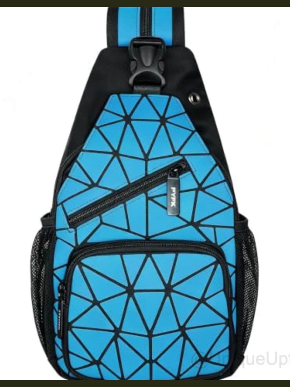 PYFK Geometric Crossbody Sling Backpack PU Leather Reflective Unisex